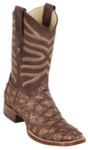 8221085 LOS ALTOS BOOTS WIDE SQUARE TOE PIRARUCU RUSTIC BROWN