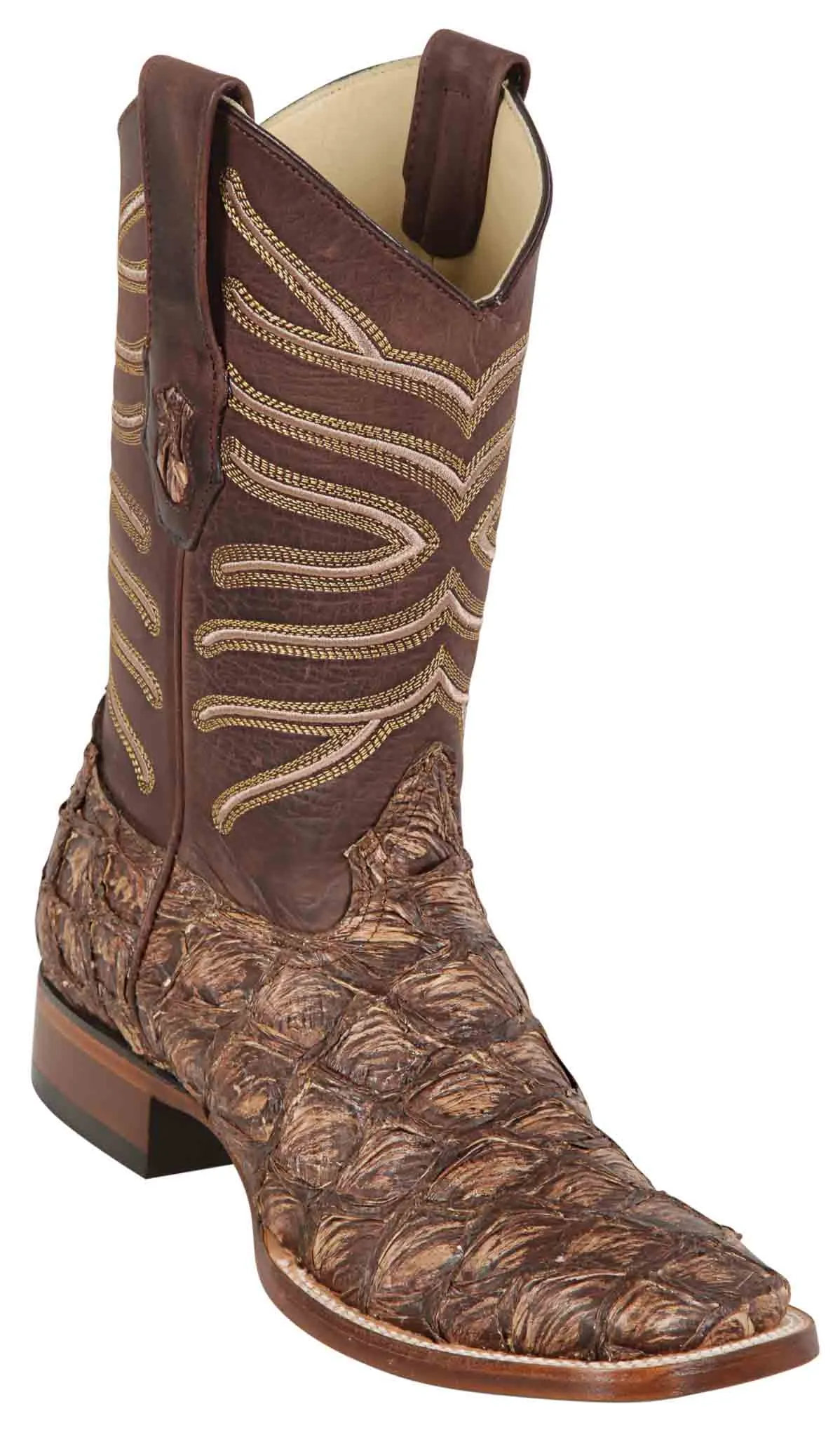 8221085 LOS ALTOS BOOTS WIDE SQUARE TOE PIRARUCU RUSTIC BROWN