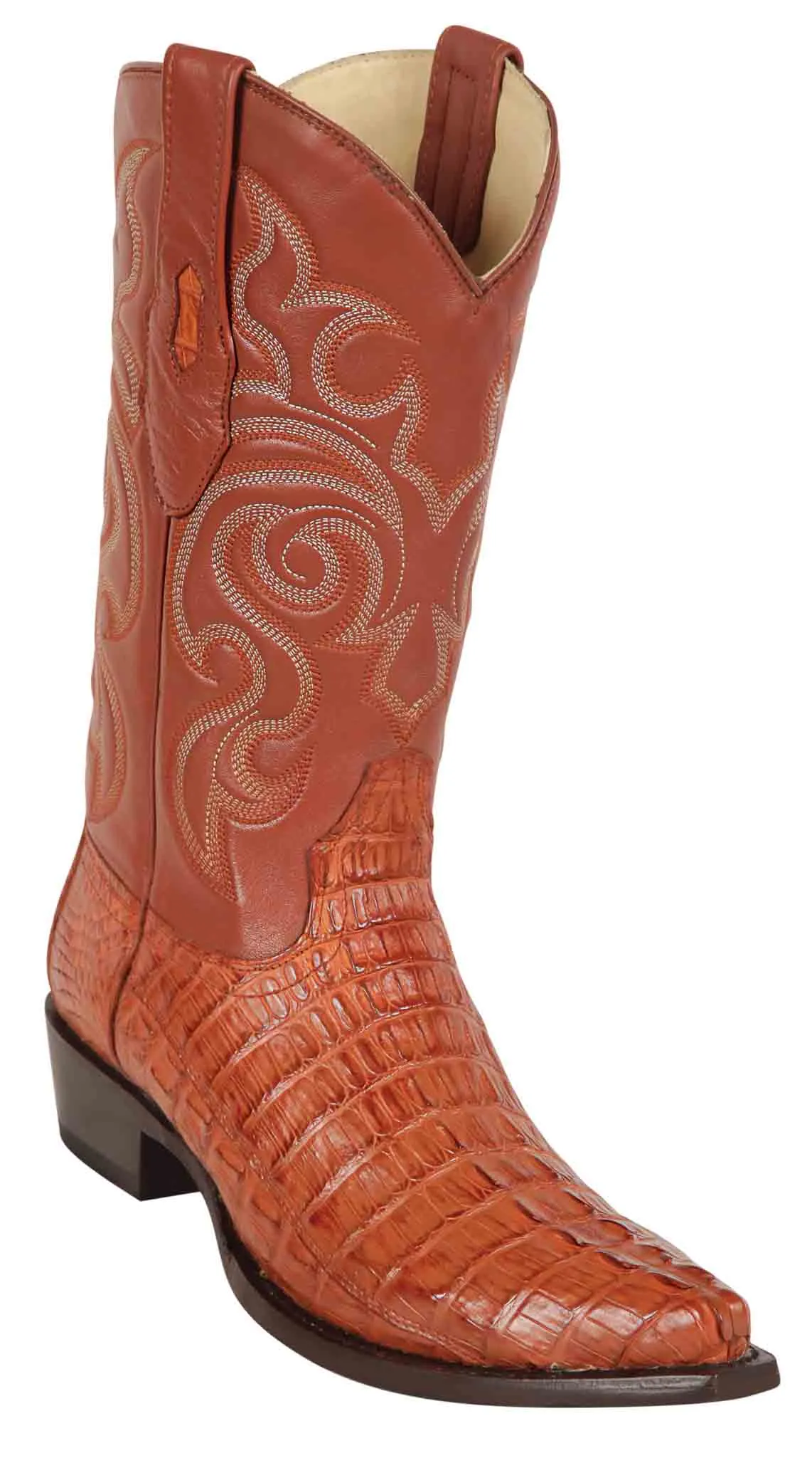 940103 LOS ALTOS BOOTS SNIP TOE CAIMAN TAIL COGNAC