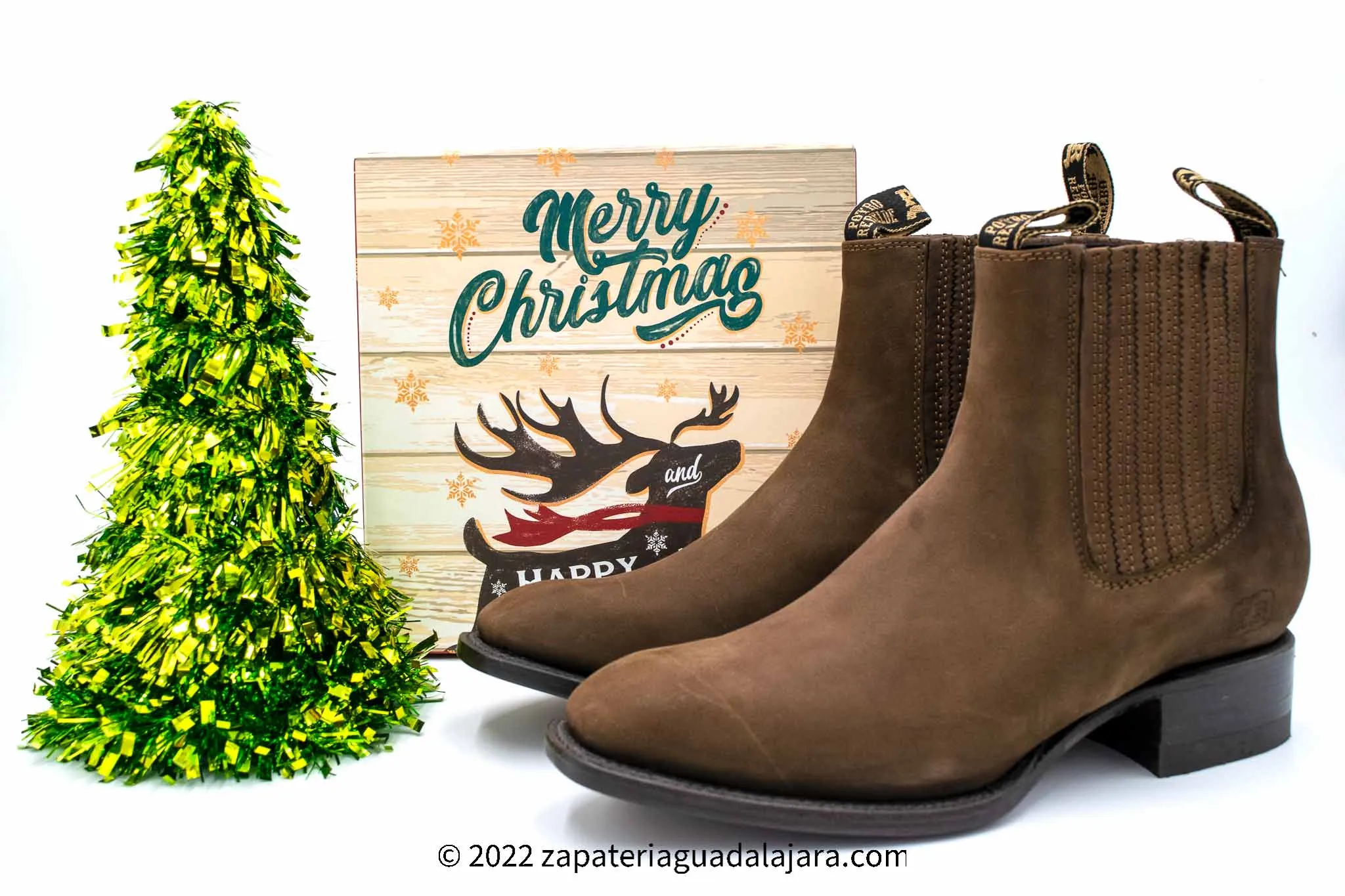 968B6307 MEN BOTINES CHARROS SQUARE TOE NOBUCK BROWN LEATHER BOOT