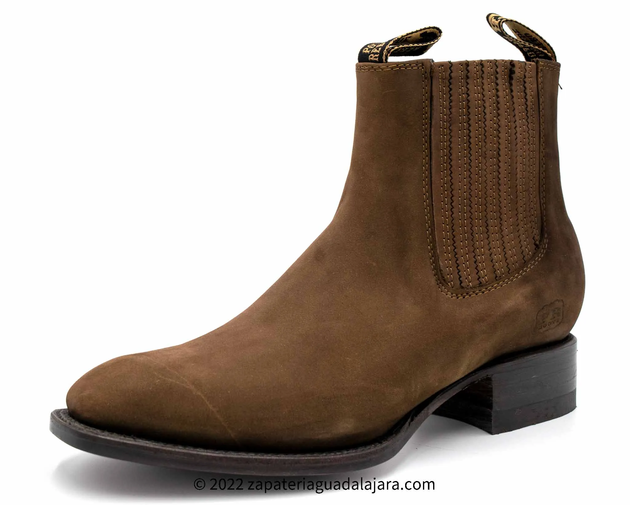 968B6307 MEN BOTINES CHARROS SQUARE TOE NOBUCK BROWN LEATHER BOOT