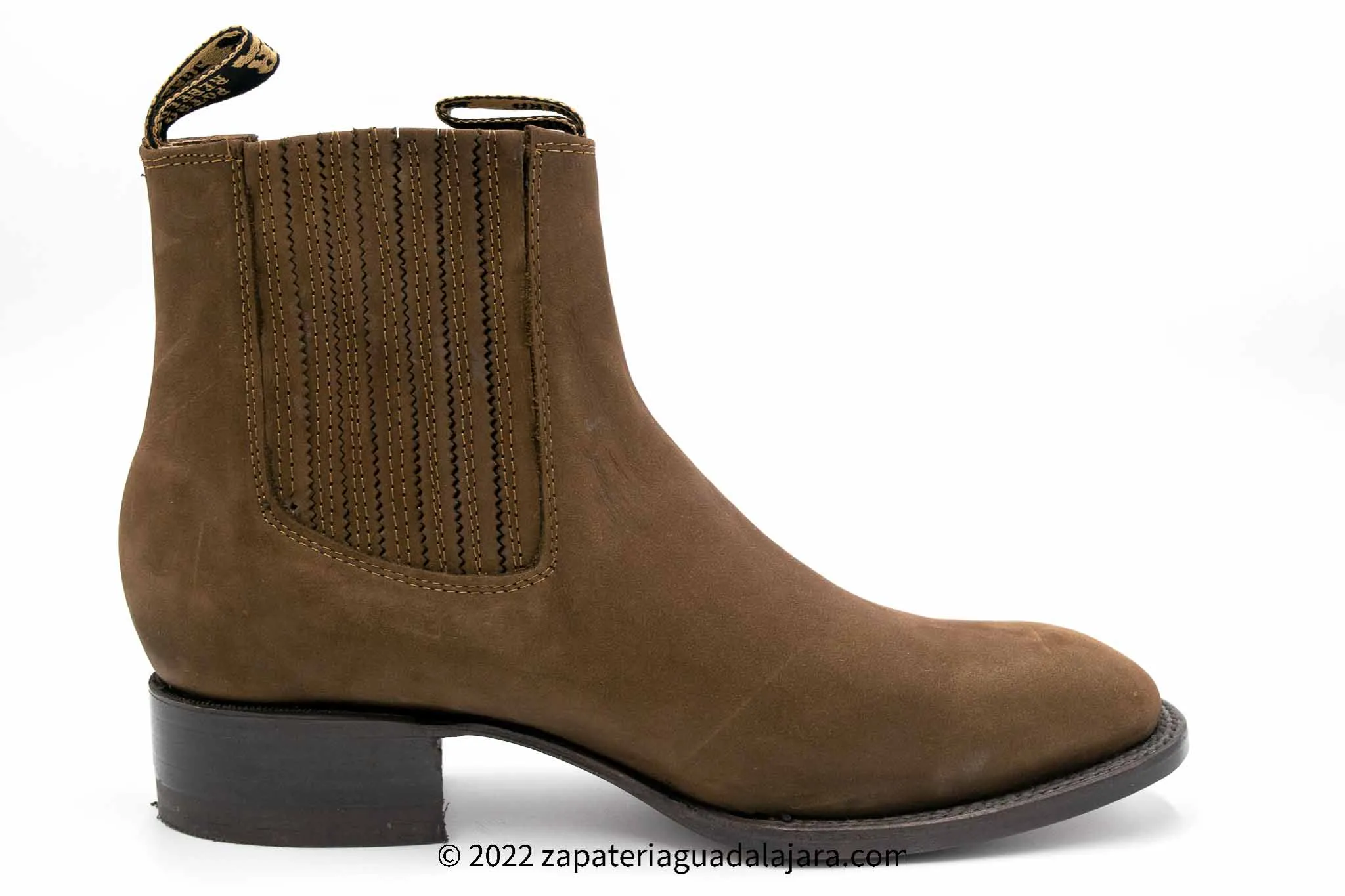 968B6307 MEN BOTINES CHARROS SQUARE TOE NOBUCK BROWN LEATHER BOOT