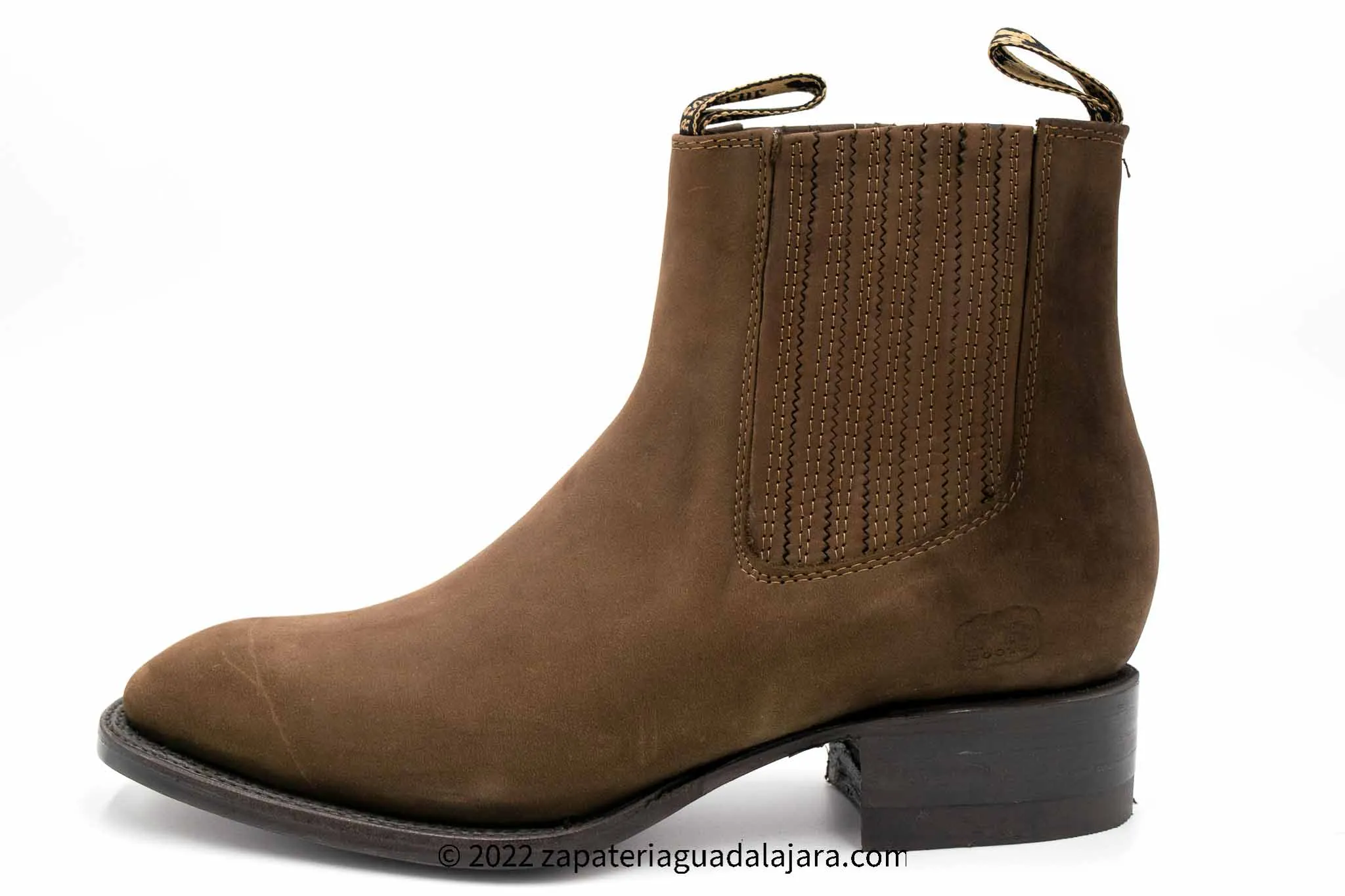 968B6307 MEN BOTINES CHARROS SQUARE TOE NOBUCK BROWN LEATHER BOOT