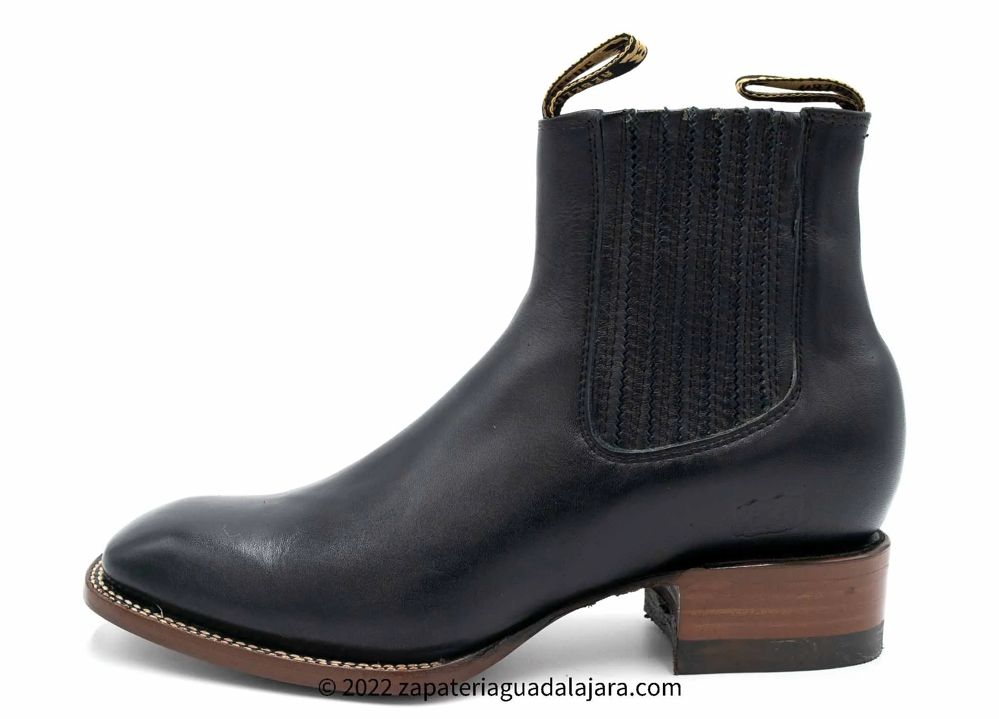 968B8305 MEN BOTINES CHARROS SQUARE TOE BLACK LEATHER BOOT