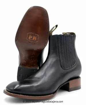968B8305 MEN BOTINES CHARROS SQUARE TOE BLACK LEATHER BOOT