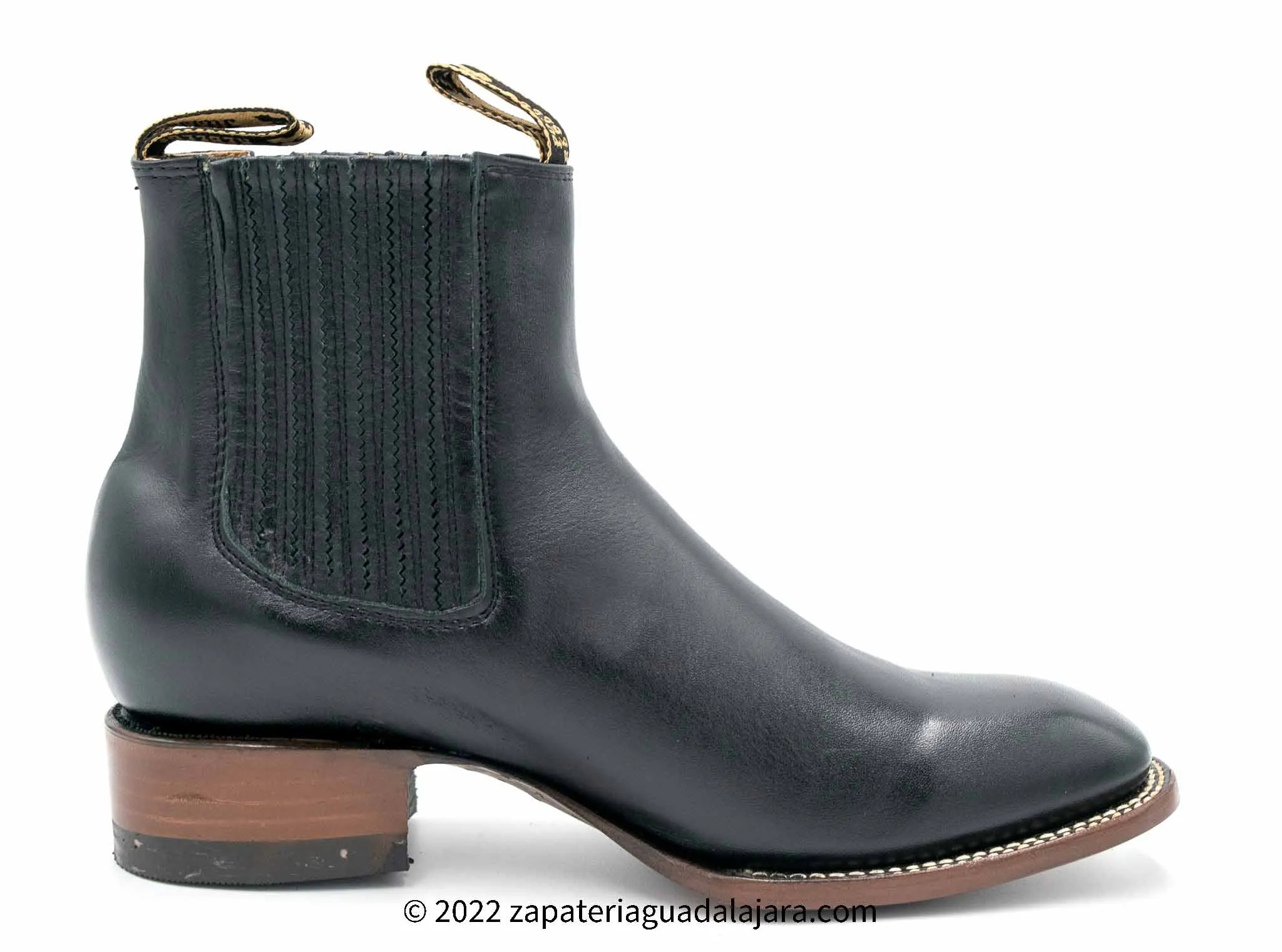 968B8305 MEN BOTINES CHARROS SQUARE TOE BLACK LEATHER BOOT