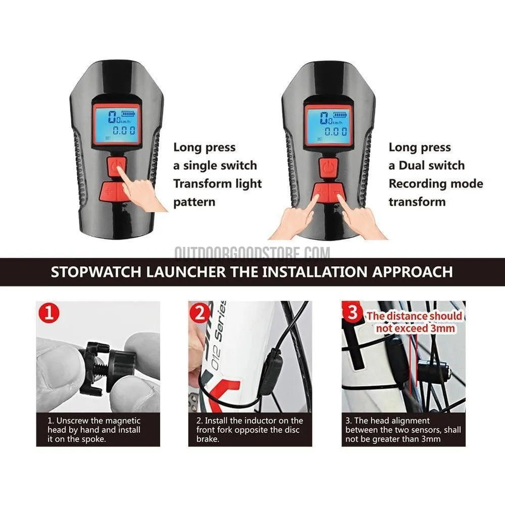 All-in-One Cycling LED Light, Horn, Speedometer Unit