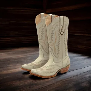 AMELIA-340 WOMEN SNIP TOE WINTERWHITE LEATHER BOOT