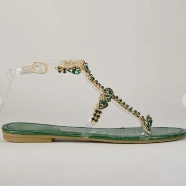 Amozae- Jewelry Inlaid Fashion Transparent Sandals