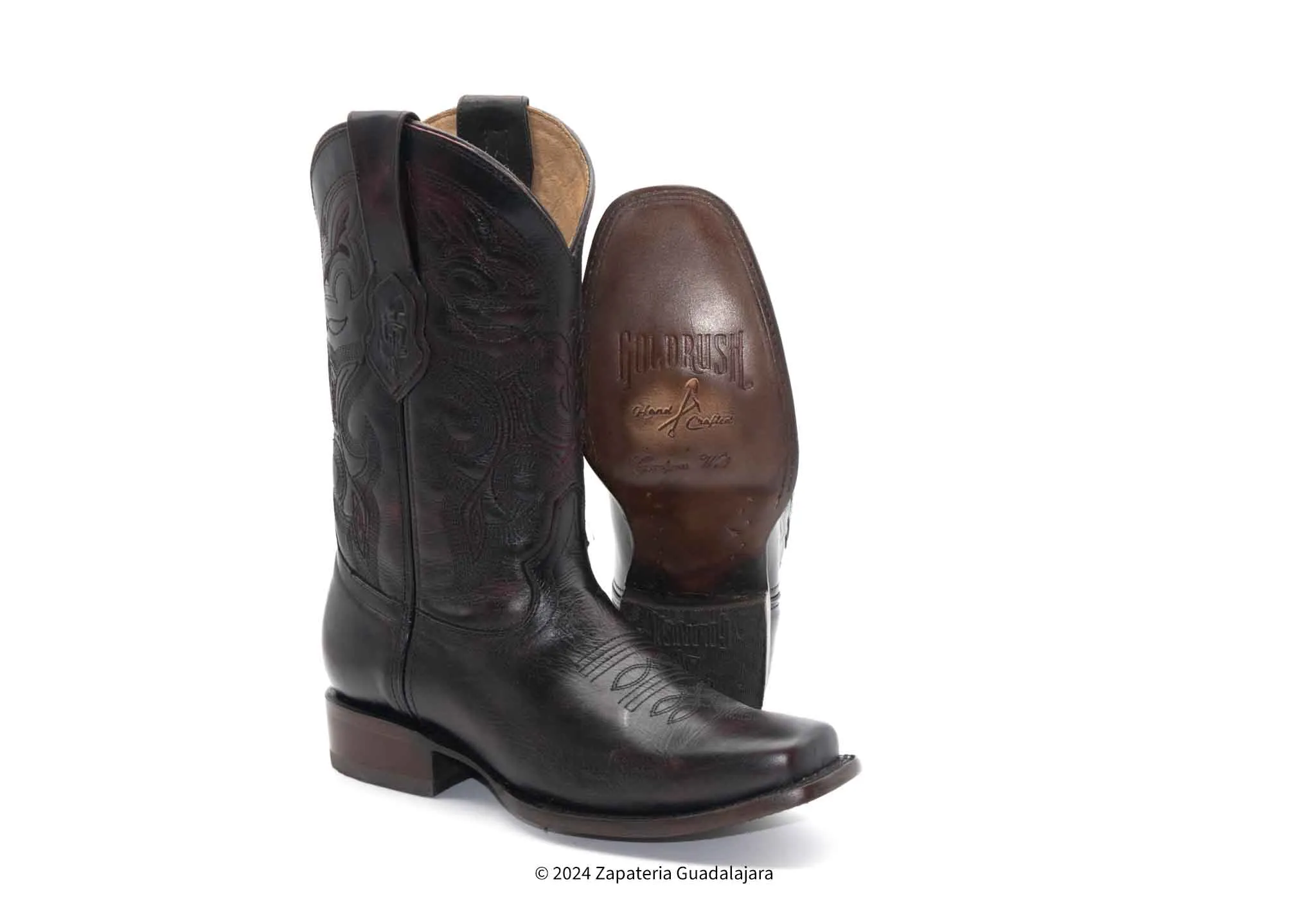 ARB056C MEN SQUARE TOE BLACK CHERRY LEATHER BOOT