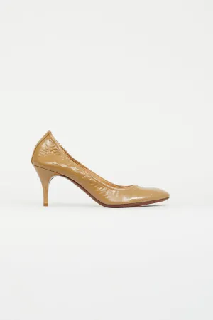 Beige Patent Leather Low Heel