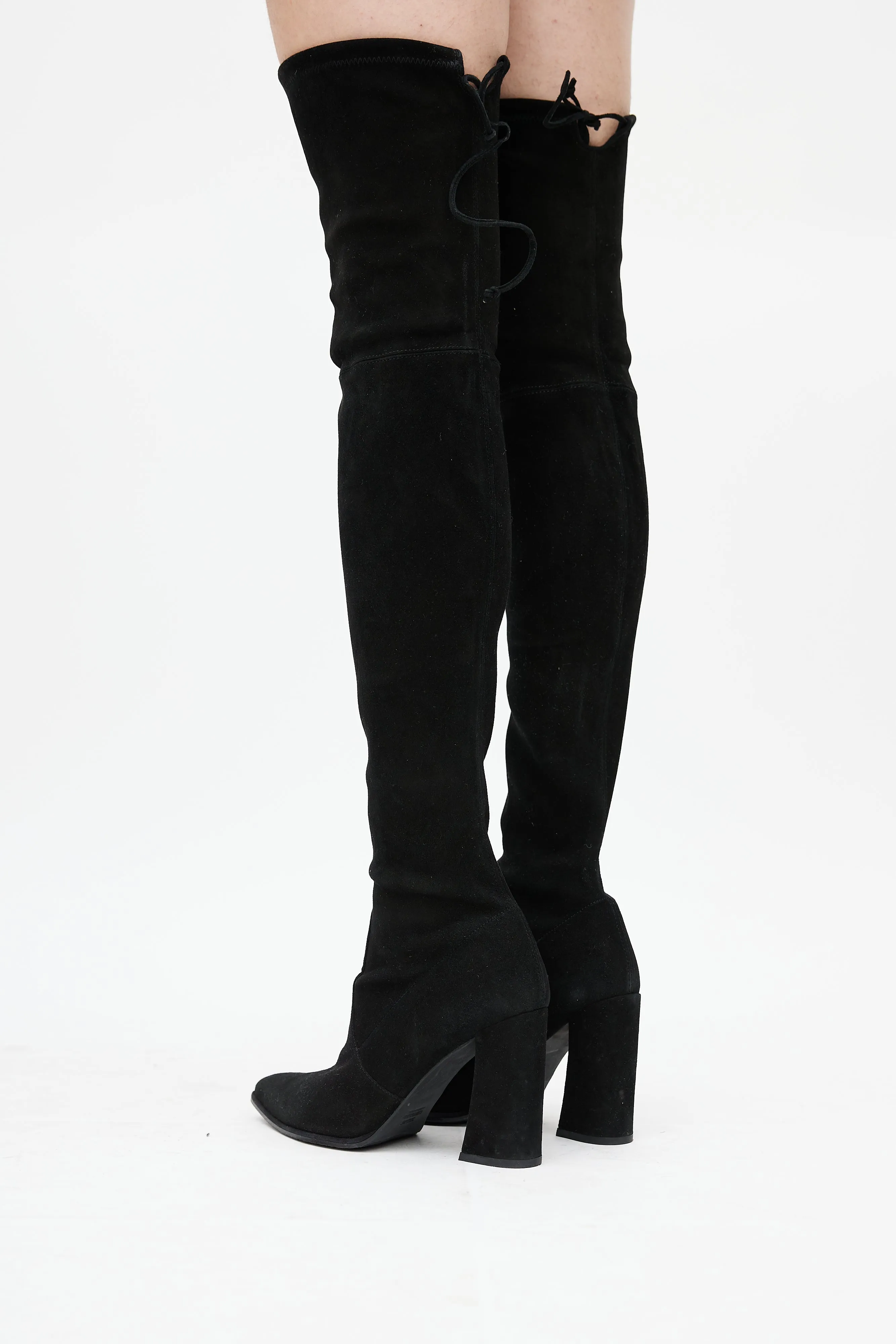 Black Suede Pointed Toe Over The Knee Boot