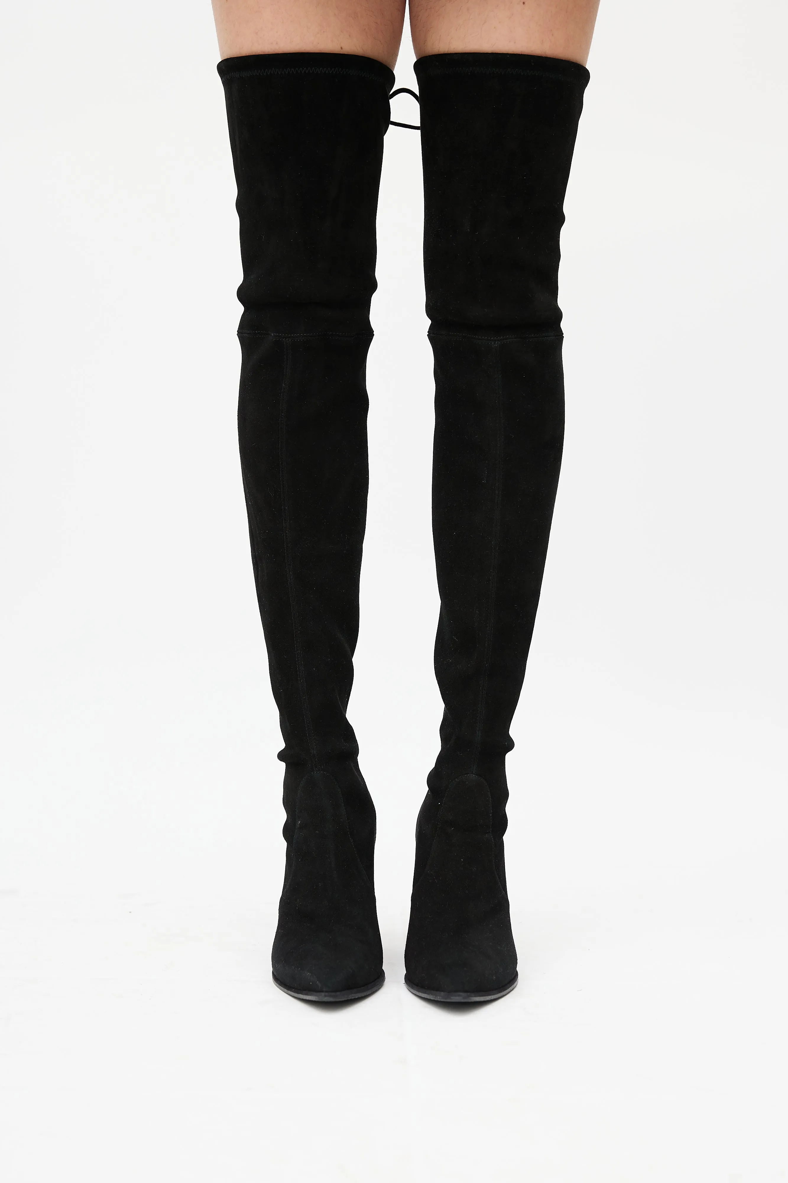 Black Suede Pointed Toe Over The Knee Boot