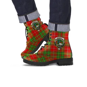 Burnett Tartan Leather Boots with Family Crest