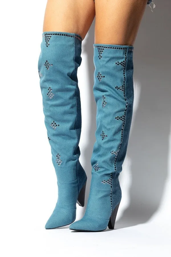 CANT STAND U Denim Thigh High