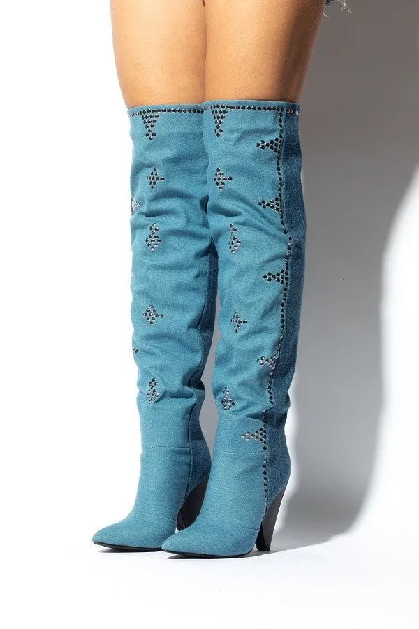 CANT STAND U Denim Thigh High