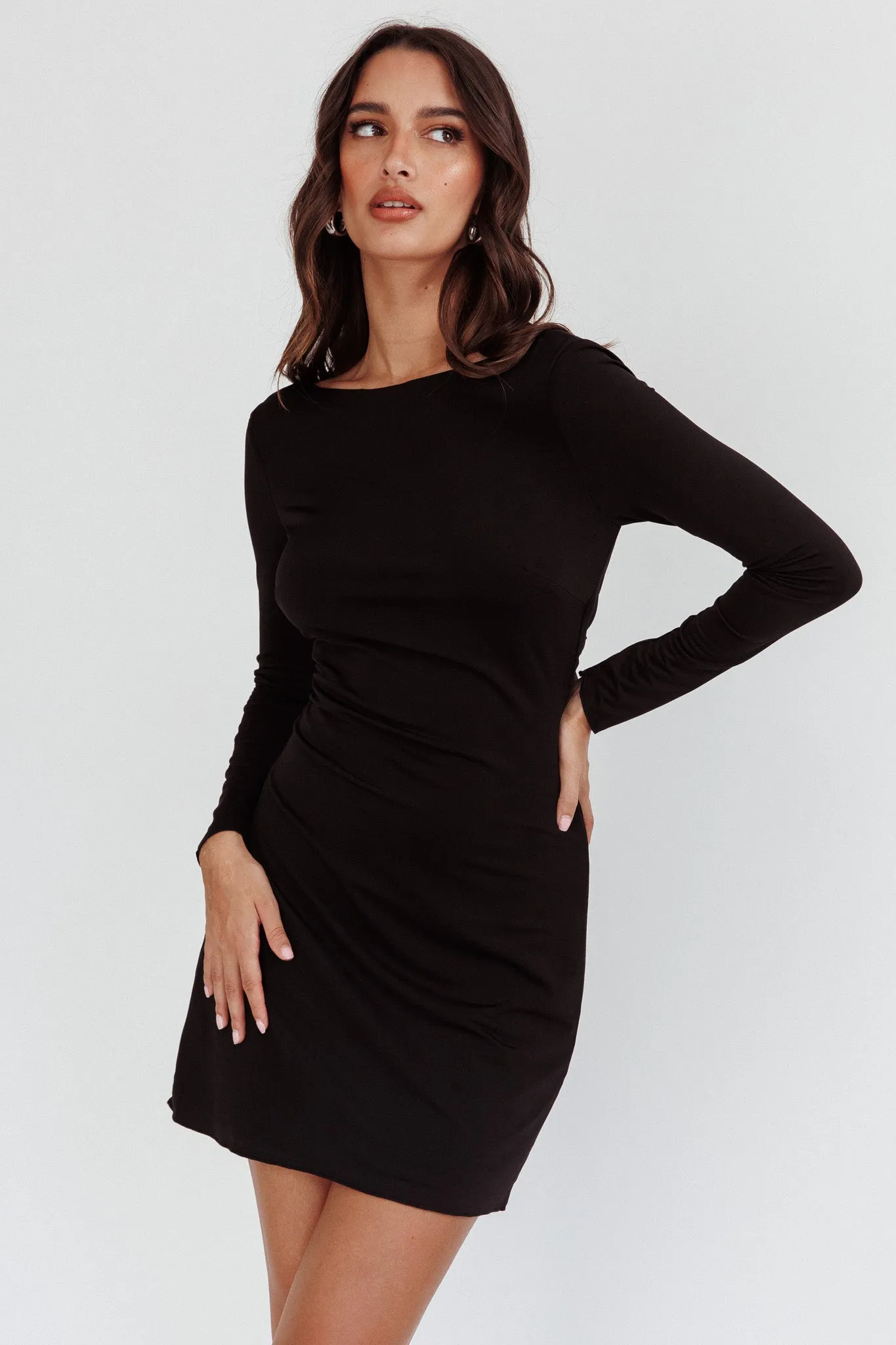 Chessie Long Sleeve Mini Dress Black