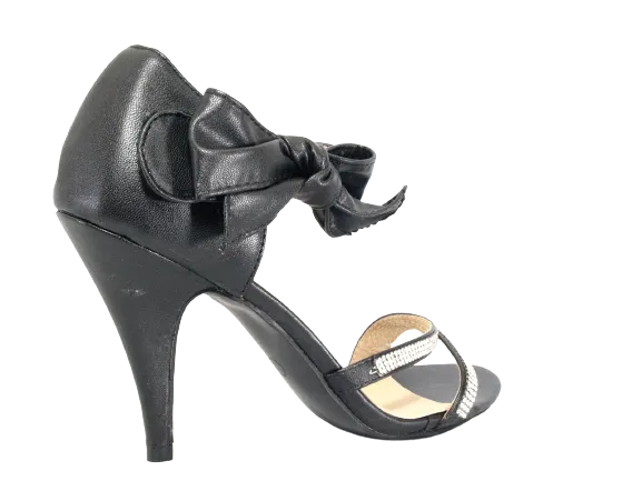 Damen High Heels Abendschuhe Straß Pumps Riemen Black # 8382-32