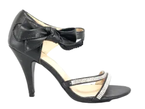 Damen High Heels Abendschuhe Straß Pumps Riemen Black # 8382-32