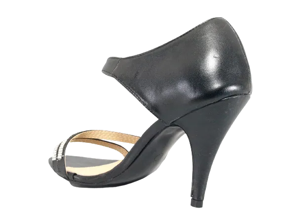 Damen High Heels Abendschuhe Straß Pumps Riemen Black # 8382-32