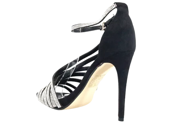 Damen High Heels Abendschuhe Straß Pumps Riemen Black # 9867