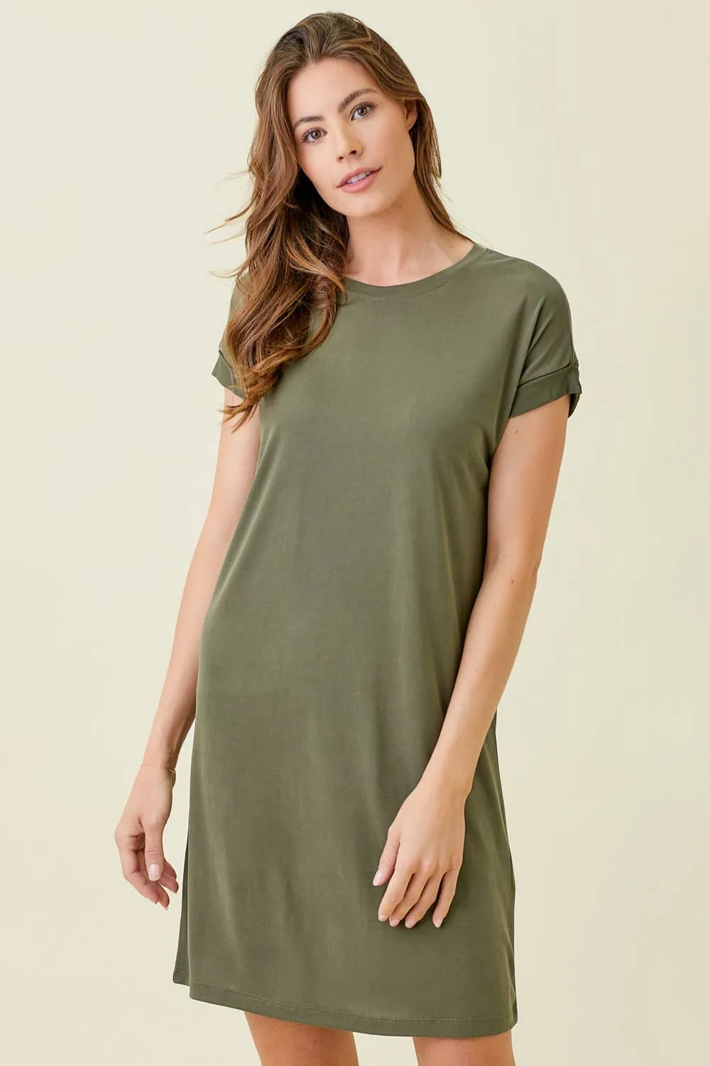 Fall Roll-Up Sleeve Dress
