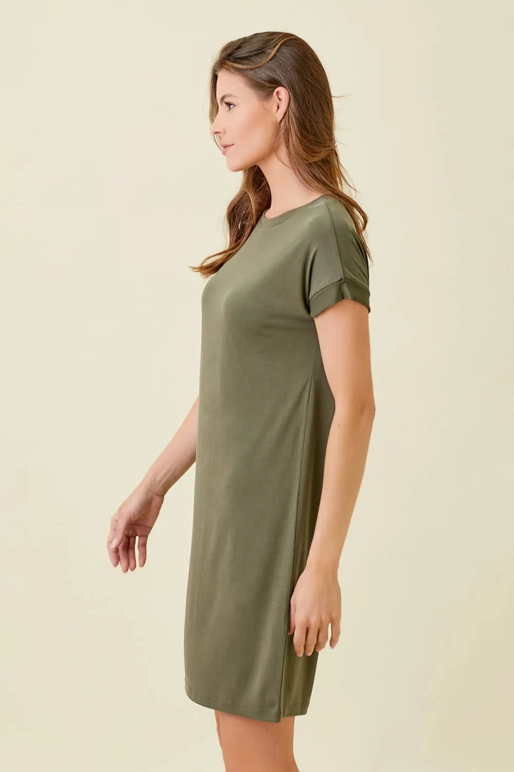Fall Roll-Up Sleeve Dress