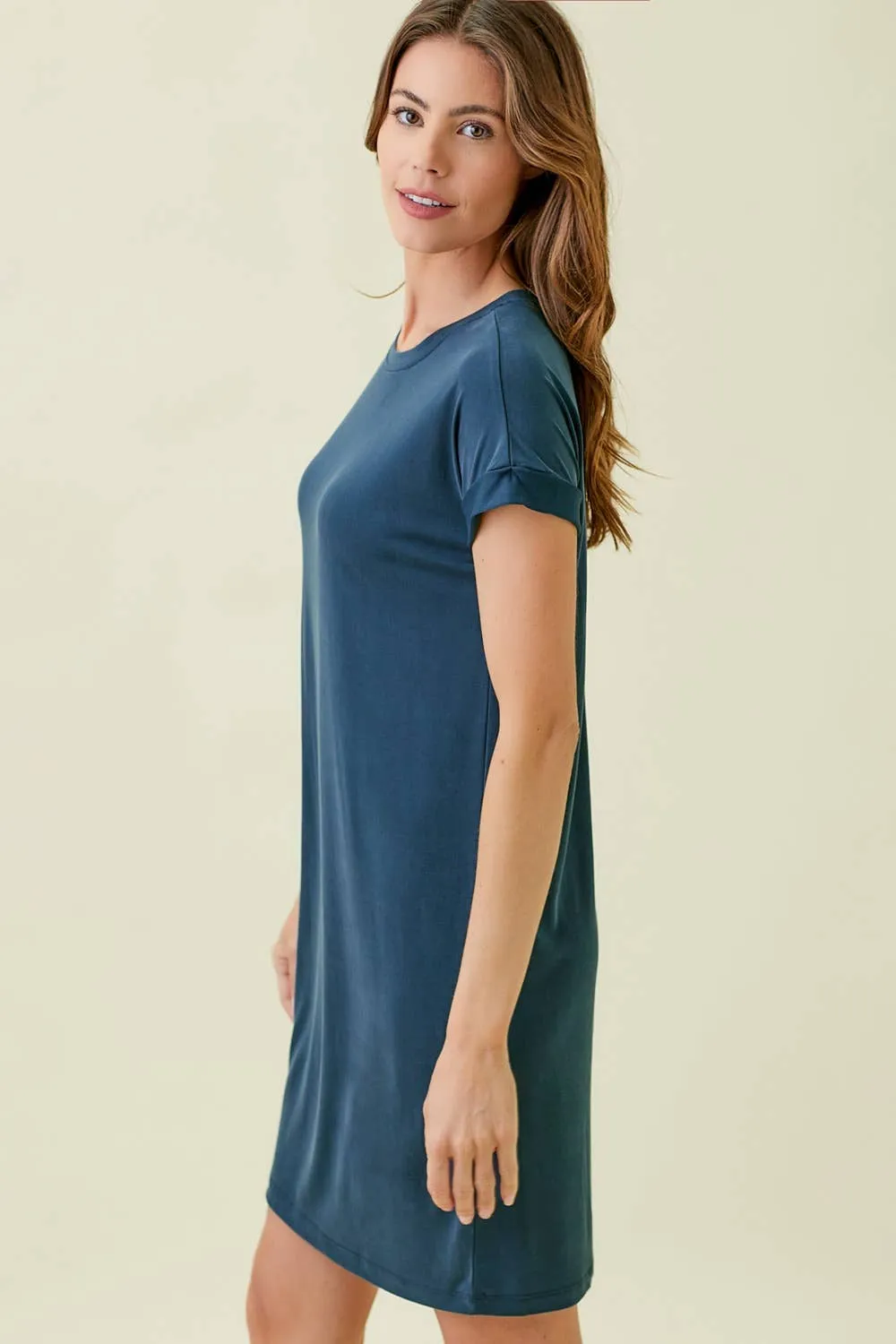 Fall Roll-Up Sleeve Dress
