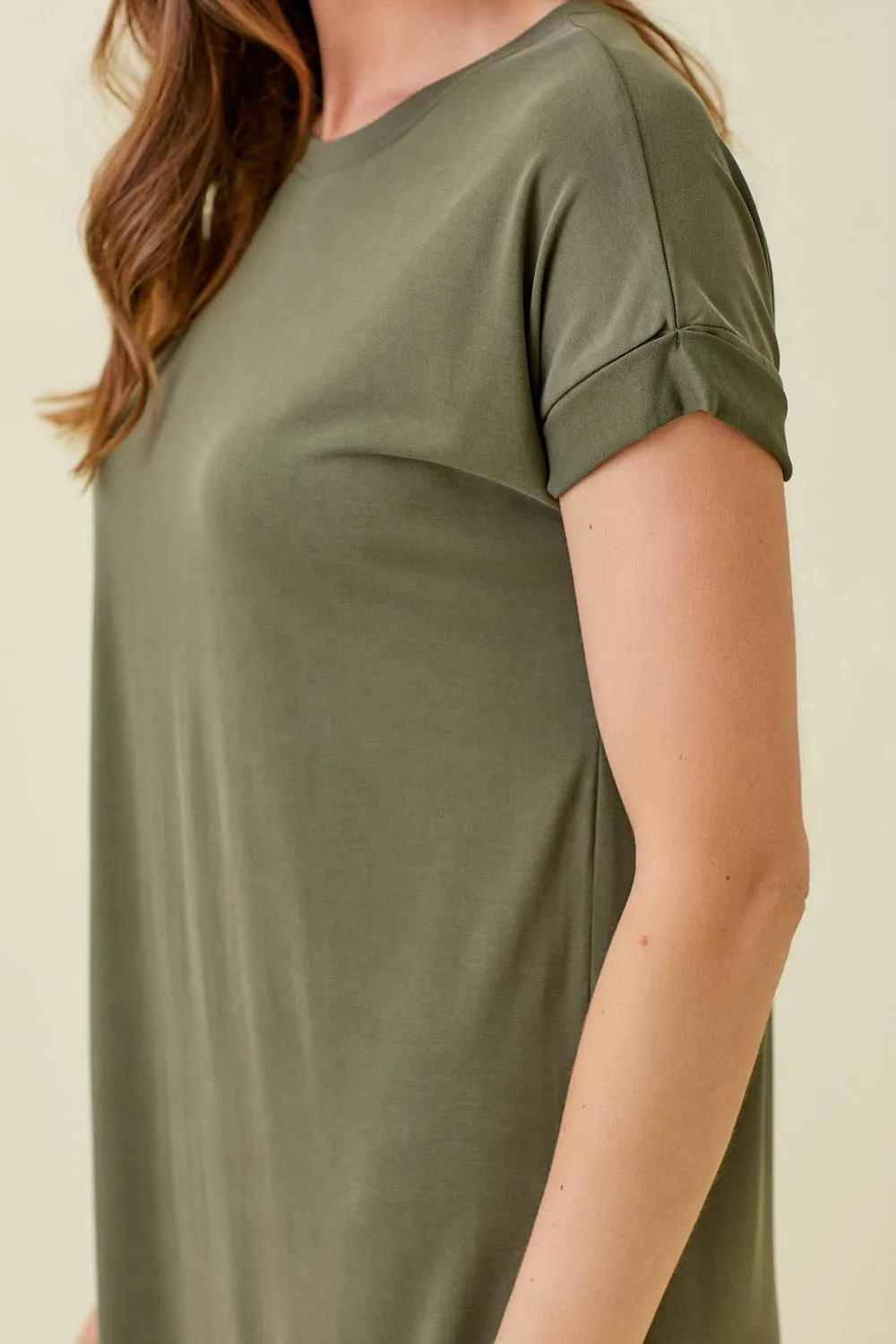 Fall Roll-Up Sleeve Dress