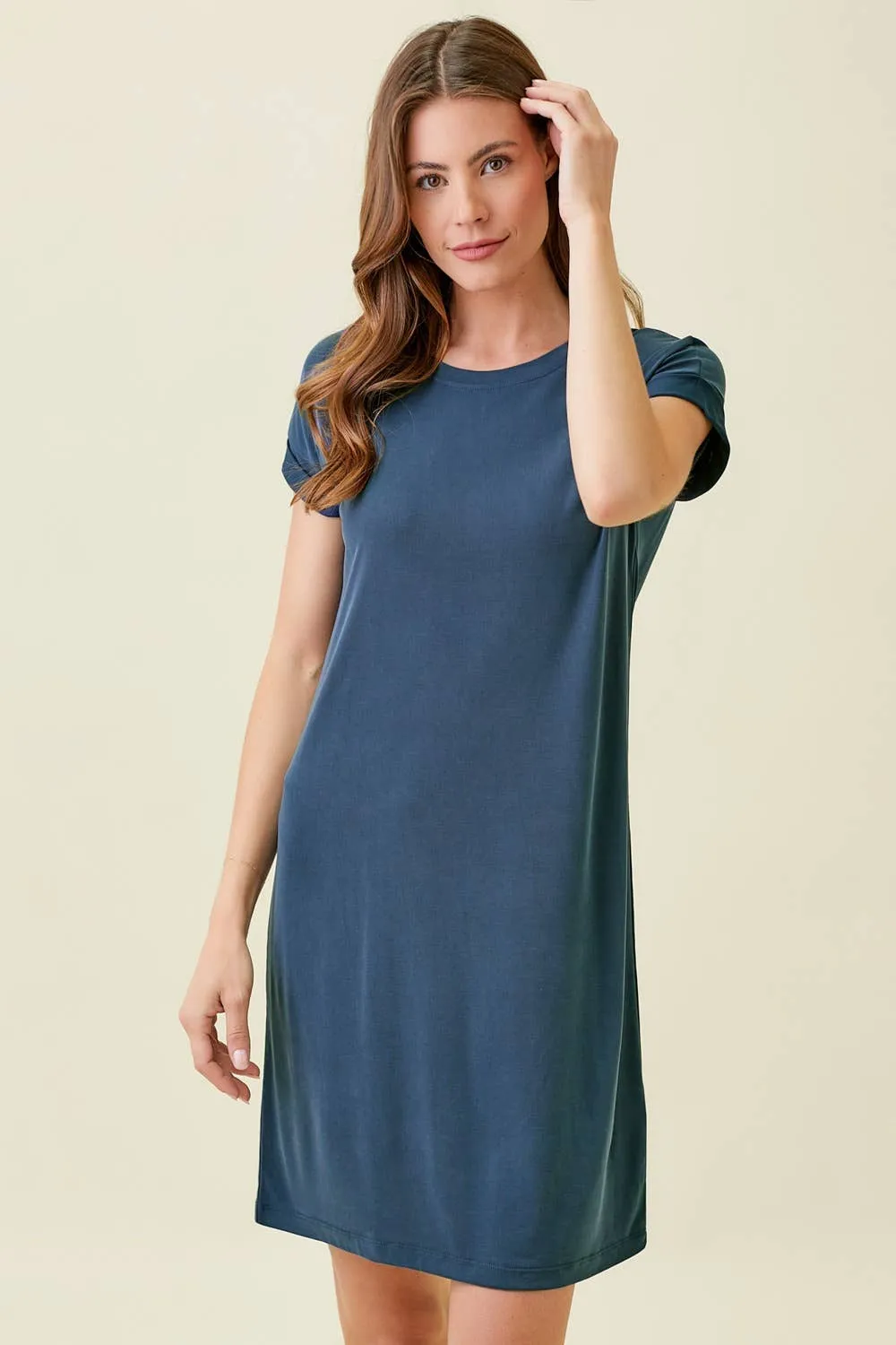 Fall Roll-Up Sleeve Dress