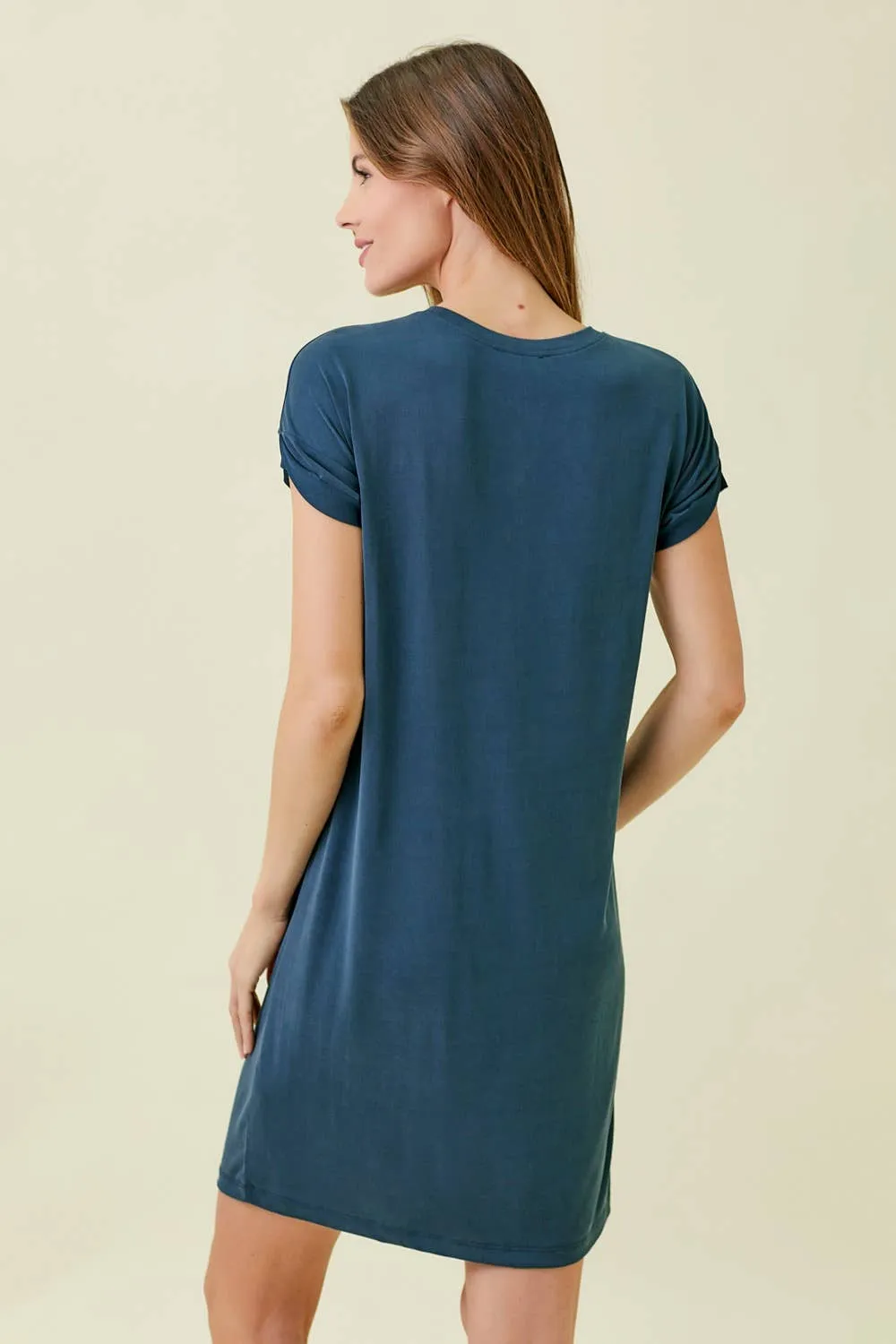 Fall Roll-Up Sleeve Dress