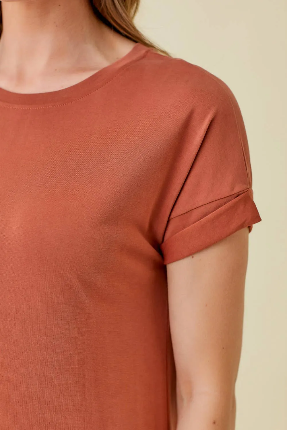 Fall Roll-Up Sleeve Dress