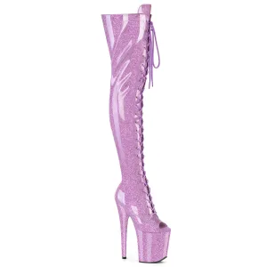 Flamingo-3021GP Lilac Glitter Patent, 8" Heels