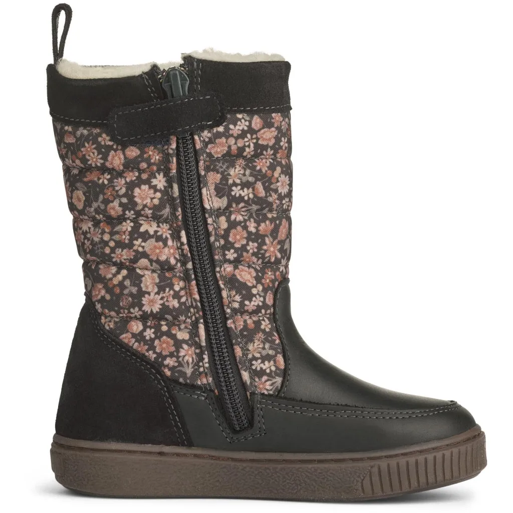Gefütterter Winterstiefel Koa High mit Tex-Membran - black granite winter flowers