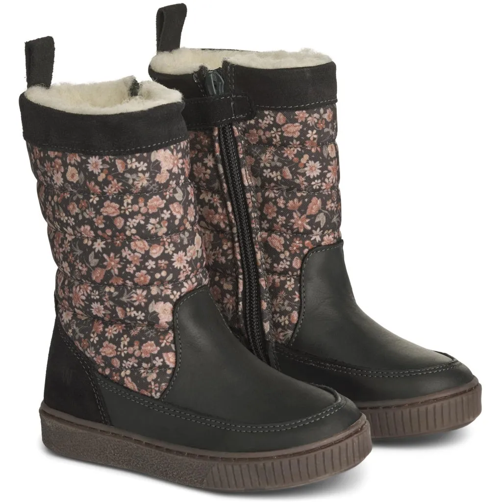 Gefütterter Winterstiefel Koa High mit Tex-Membran - black granite winter flowers