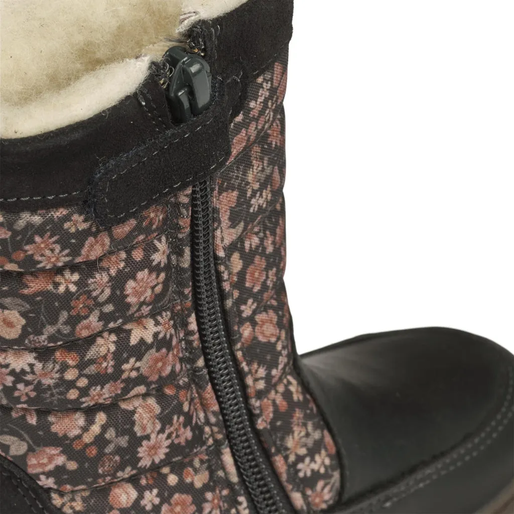 Gefütterter Winterstiefel Koa High mit Tex-Membran - black granite winter flowers