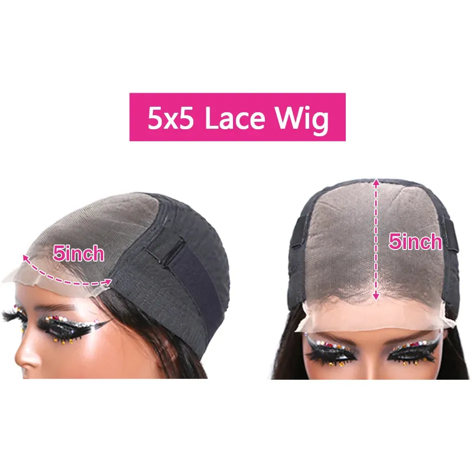Glueless Human Hair Highlight Edges Bob Wigs 5x5 Lace Front Brown Straight Short Bob Wigs Preplucked HD Lace Closure Wig