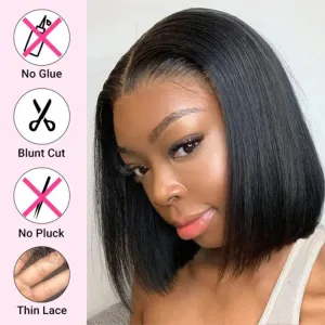 Glueless Wigs 13x4 Short Bob Wigs Bone Straight Lace Front Human Hair Wigs for Women Brazilian HD Transparent Lace Frontal Wigs
