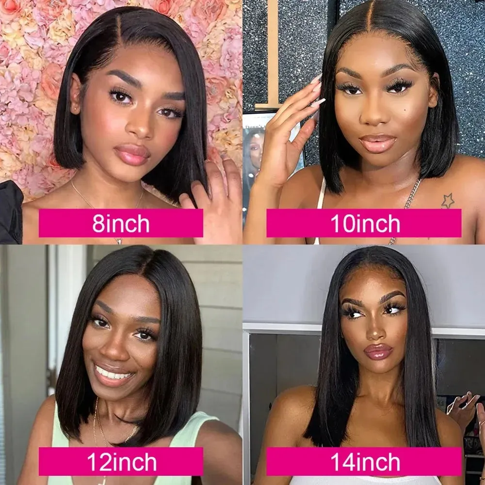 Glueless Wigs 13x4 Short Bob Wigs Bone Straight Lace Front Human Hair Wigs for Women Brazilian HD Transparent Lace Frontal Wigs