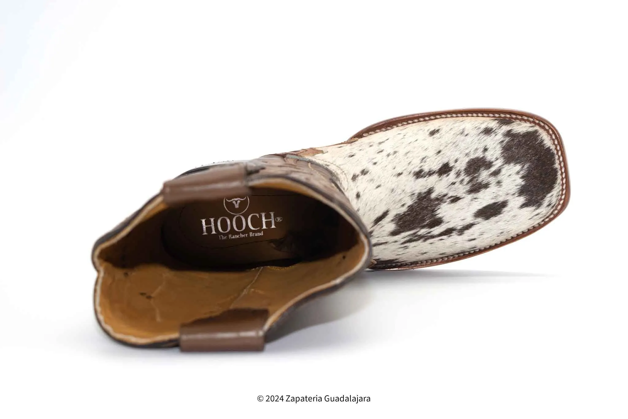 H52R3304 MEN WIDE SQUARE TOE COW HAIR PINTO LEATHER BOOT