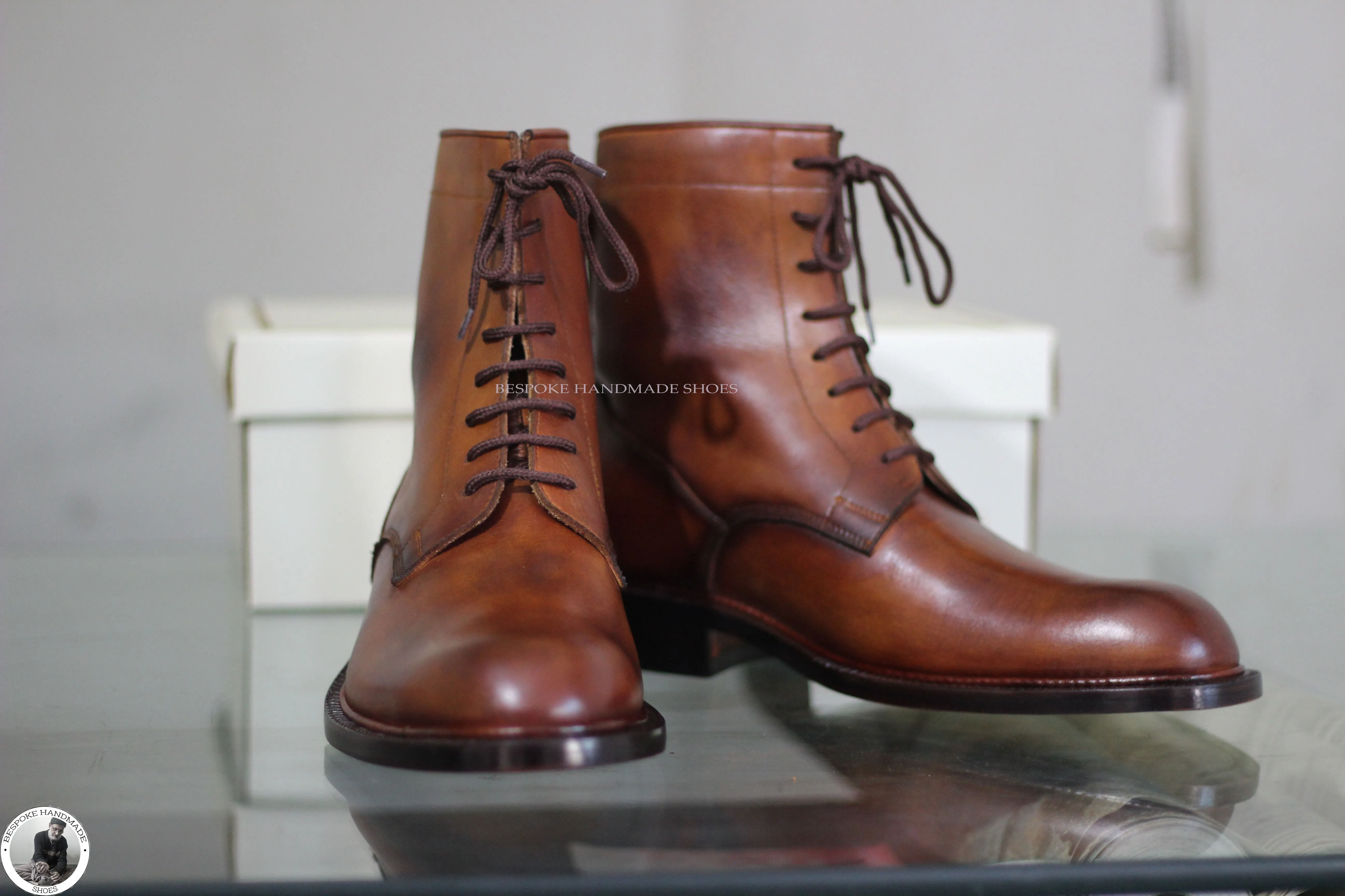 High Ankle Lace Up Derby Toe Cap Boot