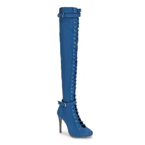 Leilani - Blue Denim - Suede Sole - Dance Floor Only