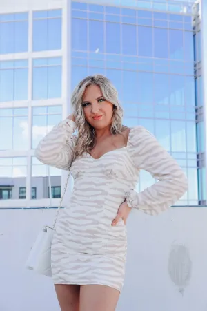 Lyssa Zebra Print Mini Dress - Taupe
