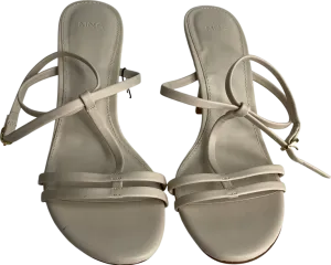 MANGO Cream Kitten Heel Sandals With Straps UK 5 EU 38 👠