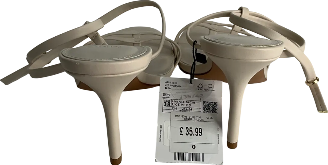 MANGO Cream Kitten Heel Sandals With Straps UK 5 EU 38 👠