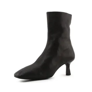 Massimo Dutti Zipper Kitten Heels Ankle Boots | 100% Authentic Leather