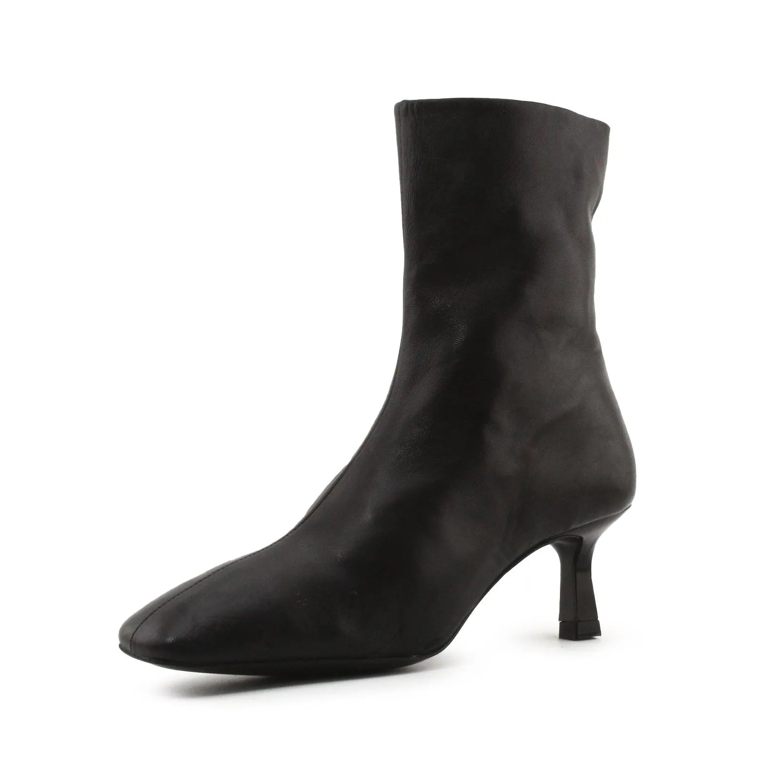 Massimo Dutti Zipper Kitten Heels Ankle Boots | 100% Authentic Leather
