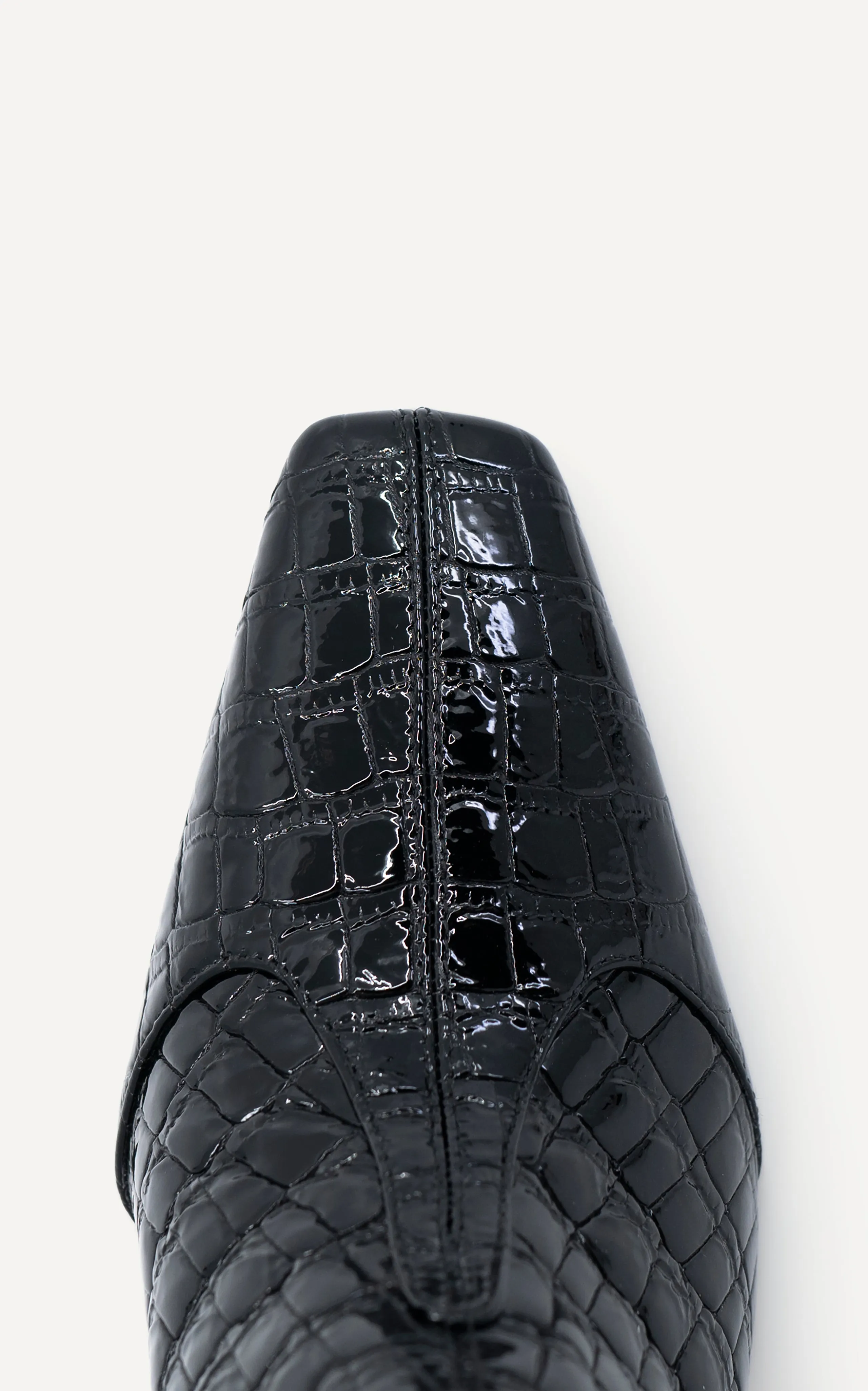 Maverick Thigh High Boot | Black Crocodile