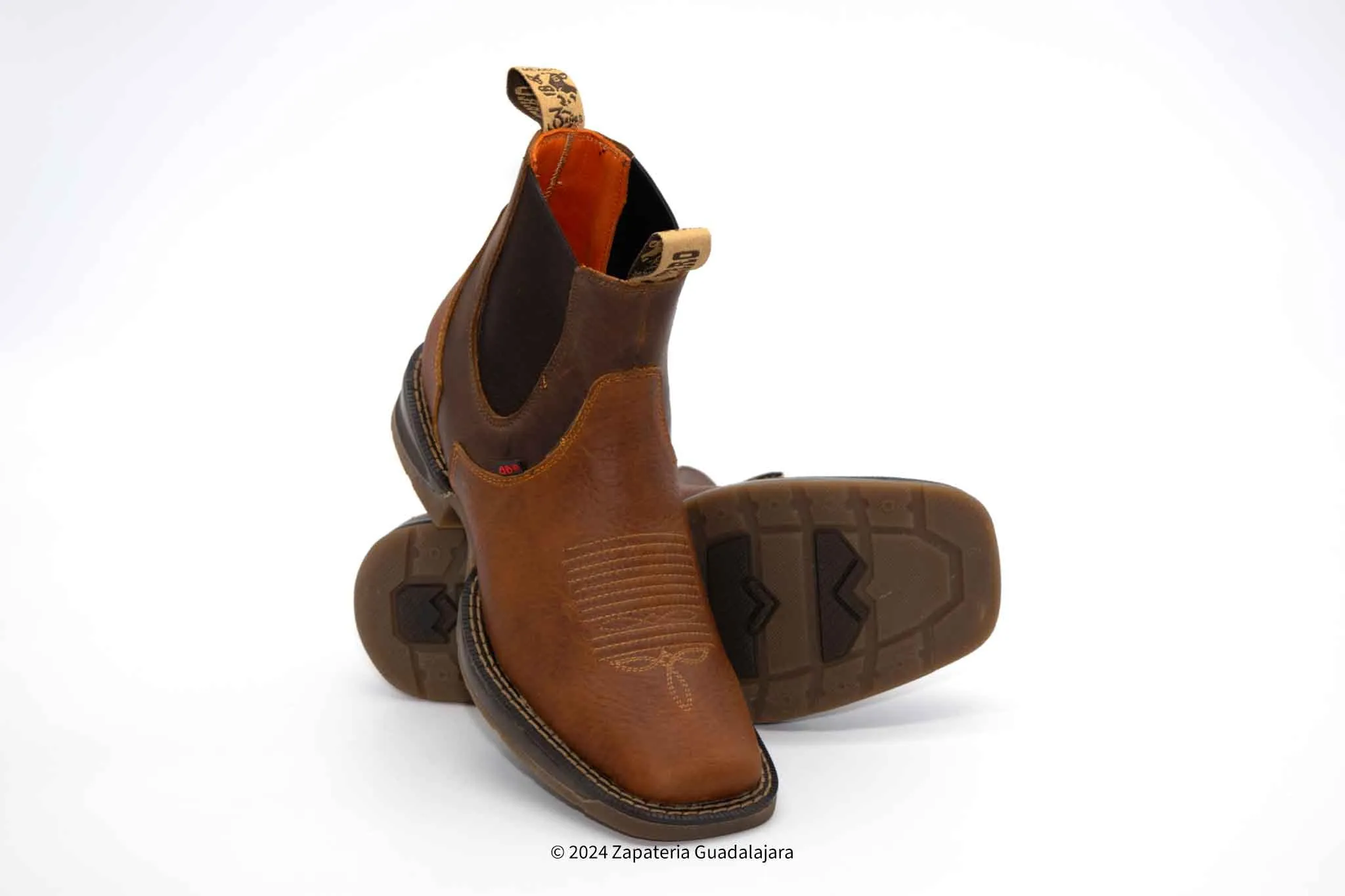 MEN SQUARE TOE RHINO HONEY DAYDO-MIX RUBBER SOLE LEATHER BOOT