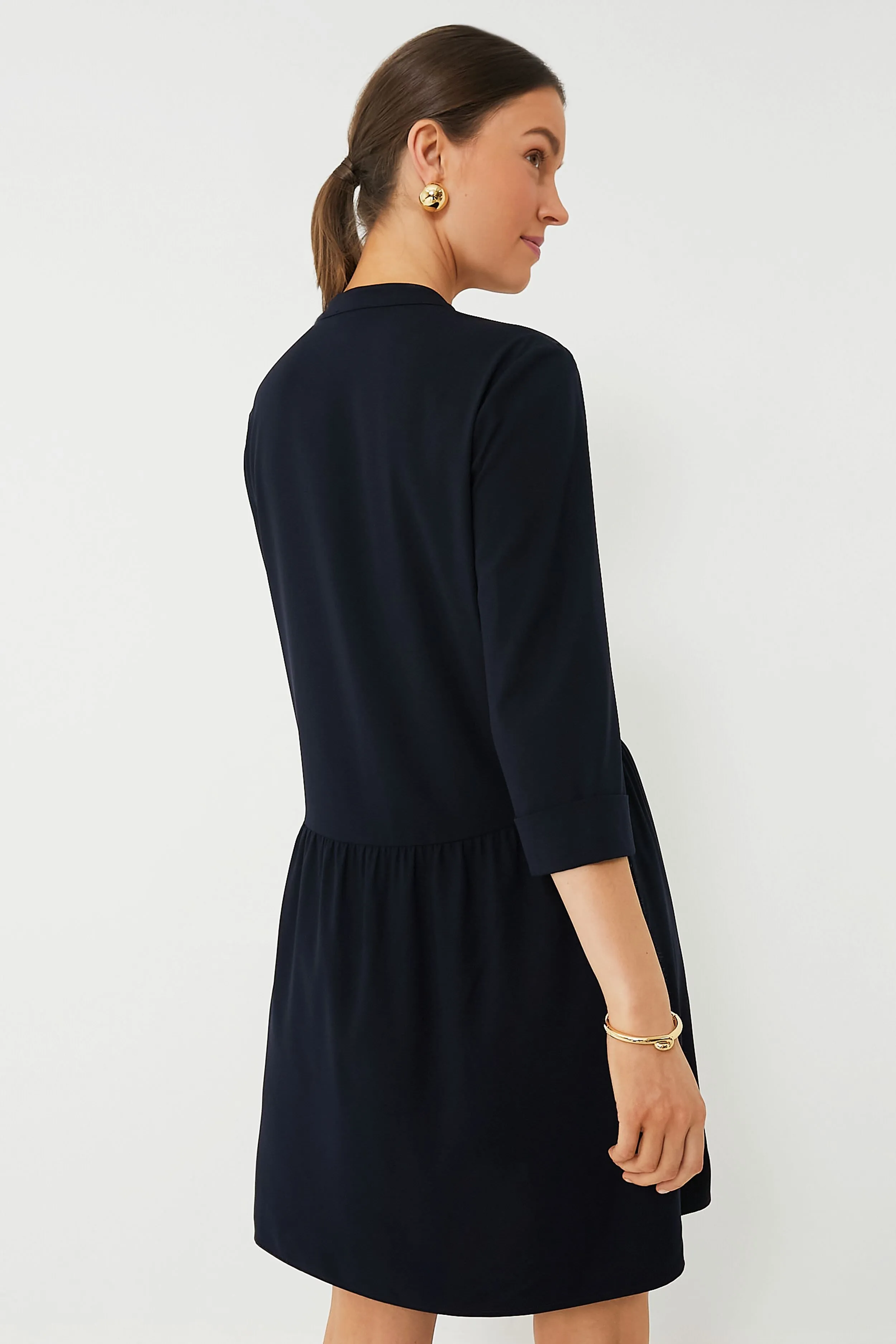Navy Crepe Royal Shirt Dress